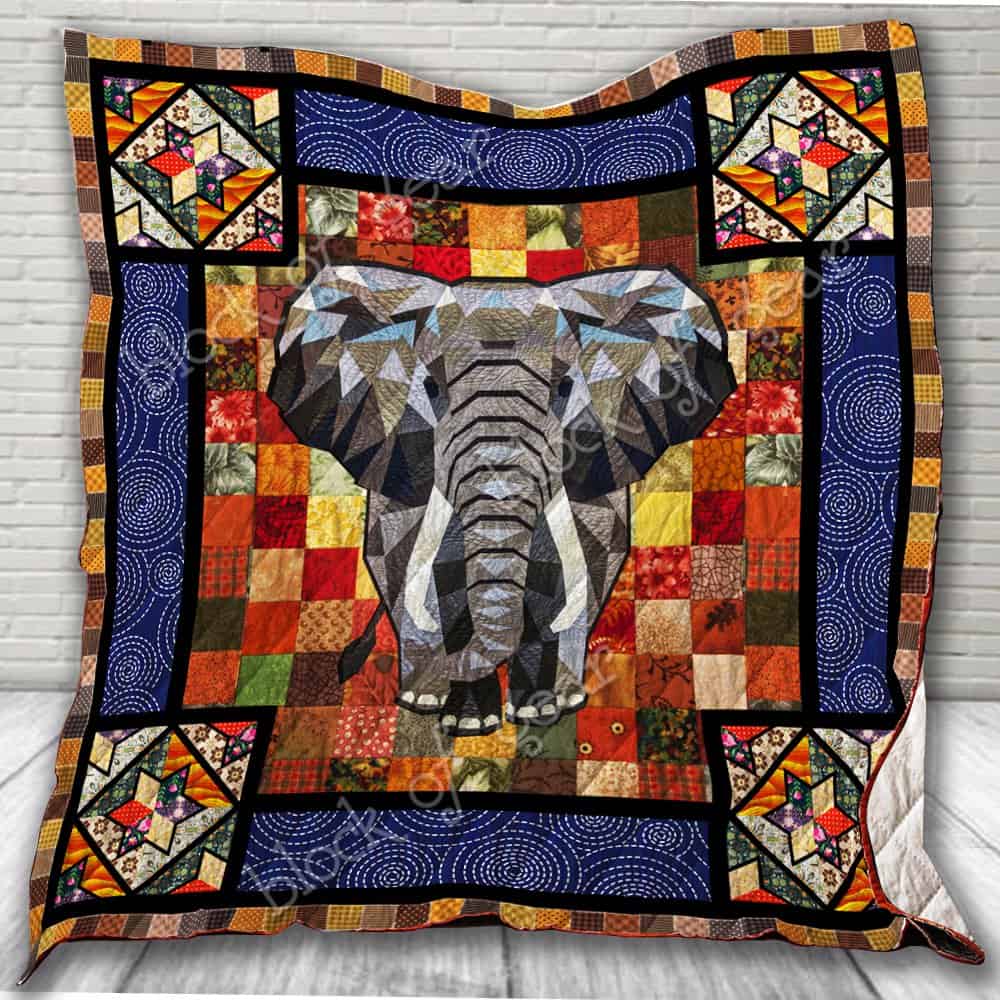 An Elephant  Oil-Painting  Colorful Background  Quilt Blanket