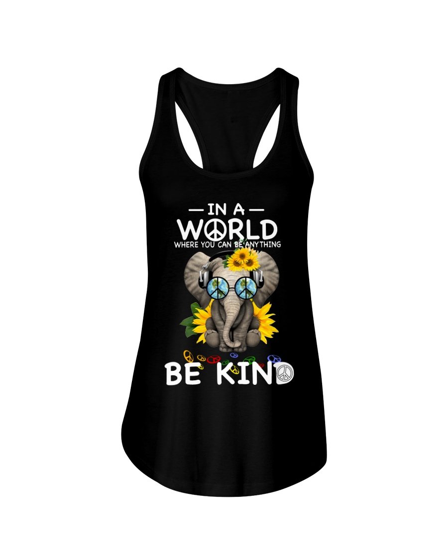 Be Kind In A World Where You Can Be Anything Elephant Ladies Flowy Tank