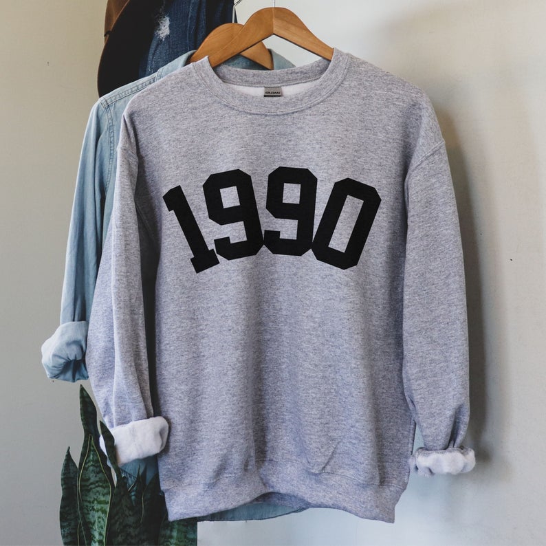 1990 Birthday Year Number Sweatshirt For Women, Womens 31St Birthday Sweater, Cute Birthday Gift, Awesome 31St, 31St In 1990 Shirt For Her