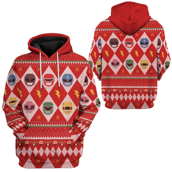 Waybackapparel Power Rangers Ugly Sweater Custom 3D All Over Printed