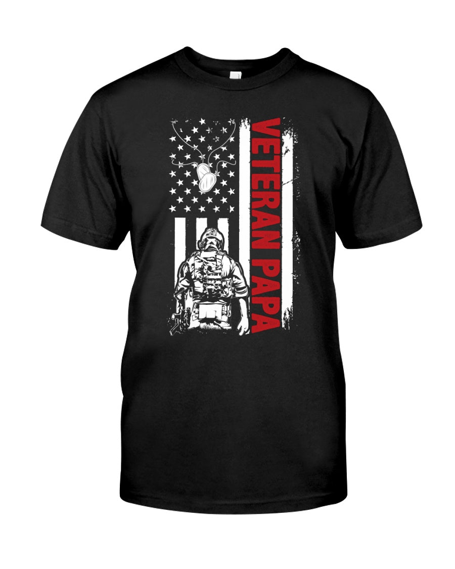 Veteran Papa Flag Classic T-Shirt Us Veteran Us Army Veteran Gift Shirt