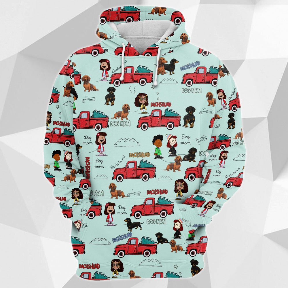 Dachshund Red Truck 3D Shirt Funny Dachshund Dog Red Truck 3D All Over Print Shirt Hoodie Zip Hoodie M0402