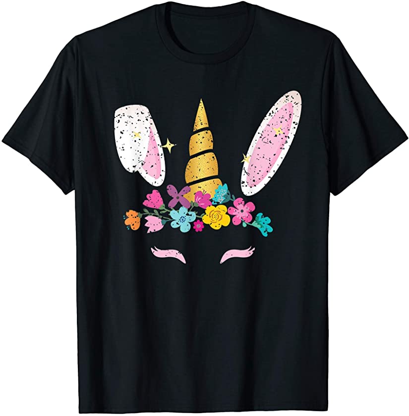 Unicorn Happy Easter Bunny Ears Cute Magical T-Shirt