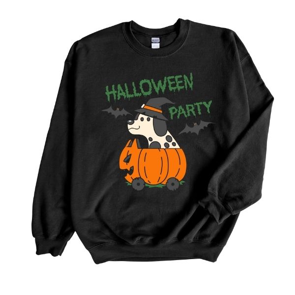 Pumpkin Cart Dog Halloween Sweatshirt All Over Print Sweatshirt For Women Sweatshirt For Men