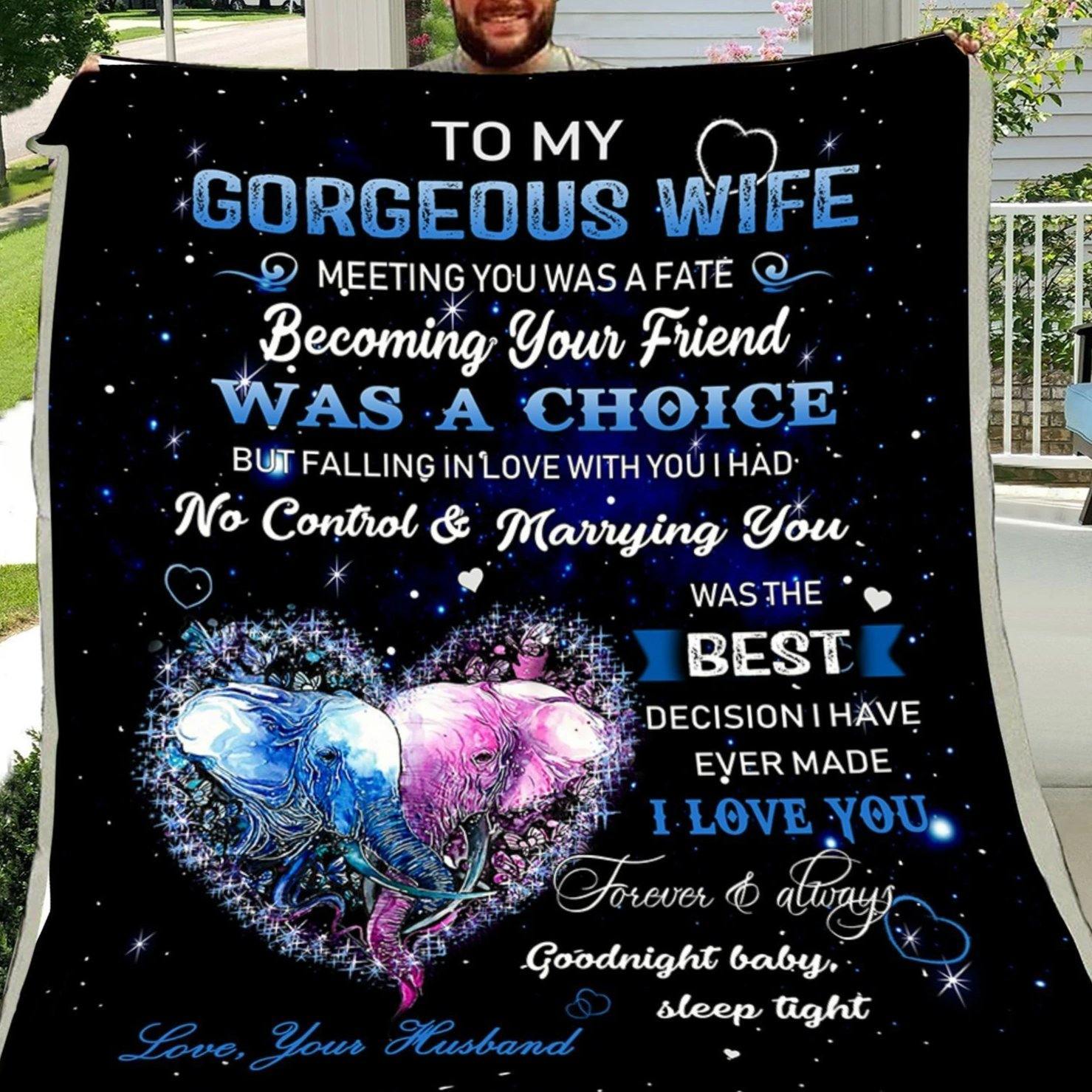 To My Gorgeous Wife  – Christmas Gift For Wife Home Decor Gift For Family – Sherpa Blanket Fleece Blanket