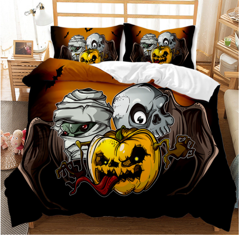 3D Halloween Skeleton Pumpkin Quilt Cover Set Bedding Set Duvet Cover Pillowcases 12