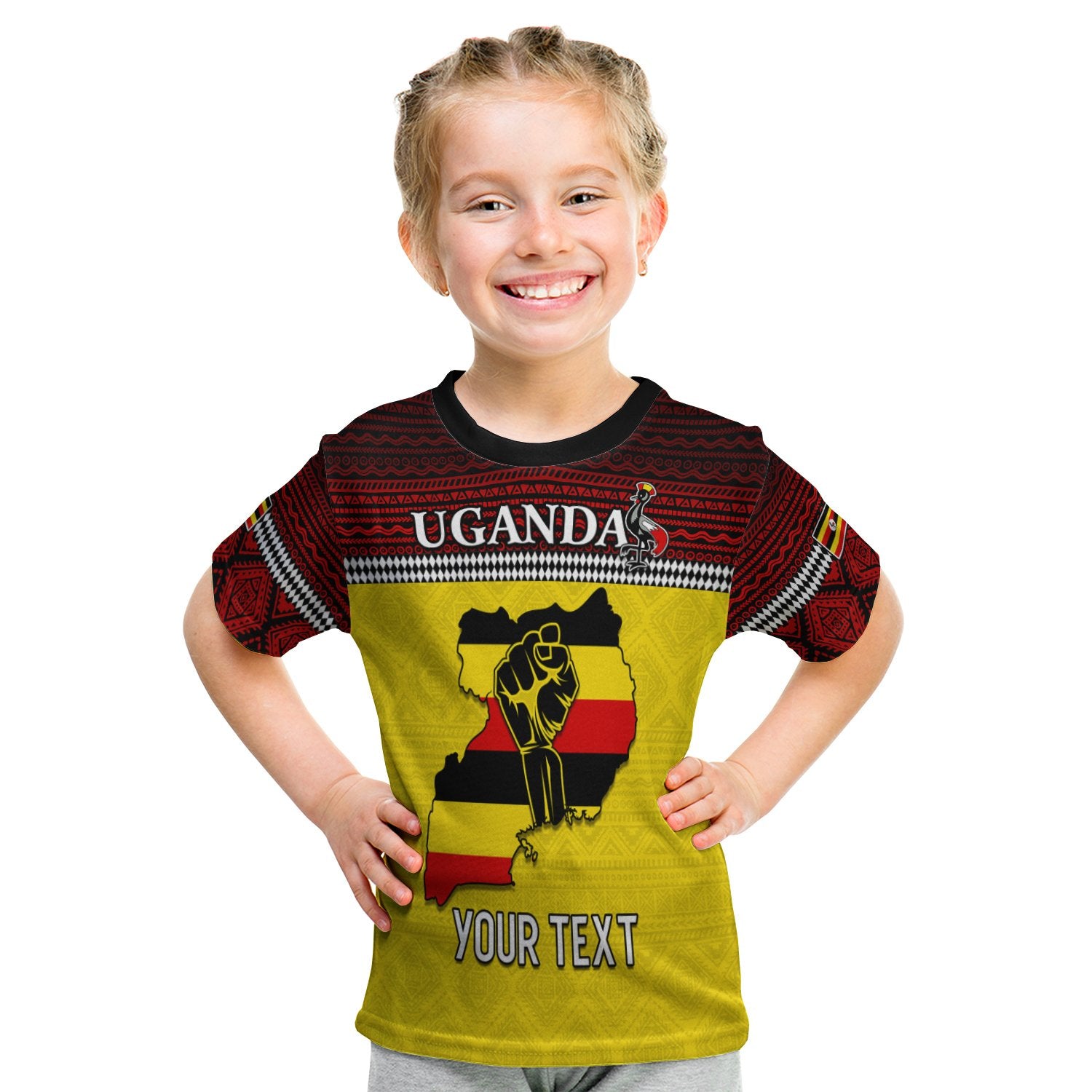 (Custom Personalised) Uganda T Shirt Kid African Pattern People Power Our Power Lt13