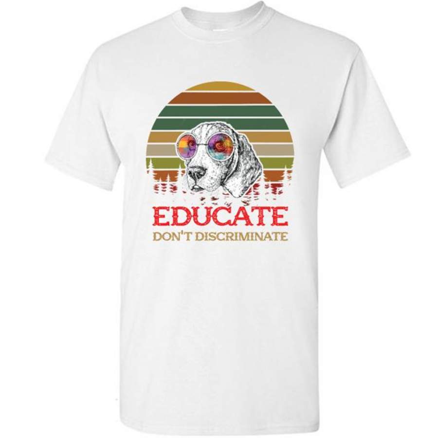 Educate Don’t Discriminate, Dog Lover, Retro Vintage Design – Gildan Short Sleeve Shirt