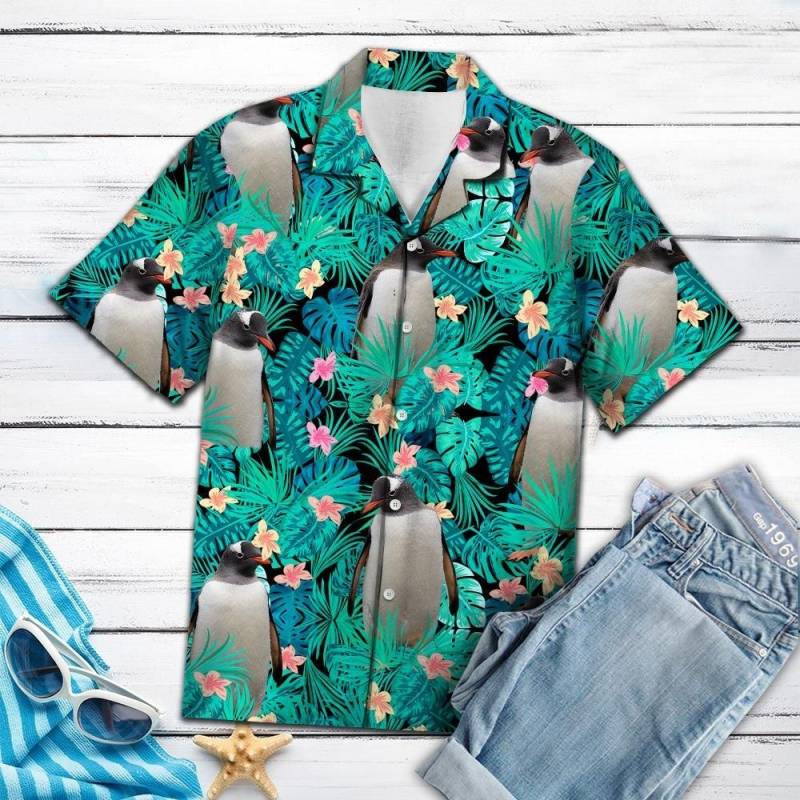 Artsyhomes [Hawaii Shirt] Penguin Tropical T0707