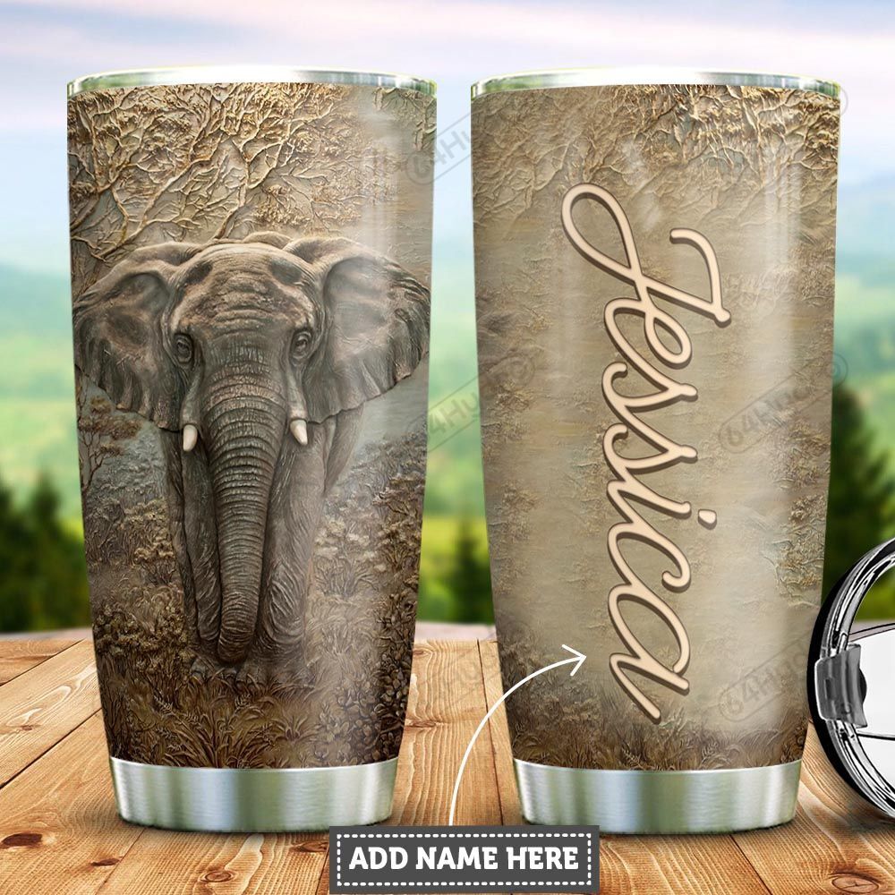 Personalized Elephant Pyz0412009  Stainless Steel Tumbler Travel Customize Name, Text, Number, Image