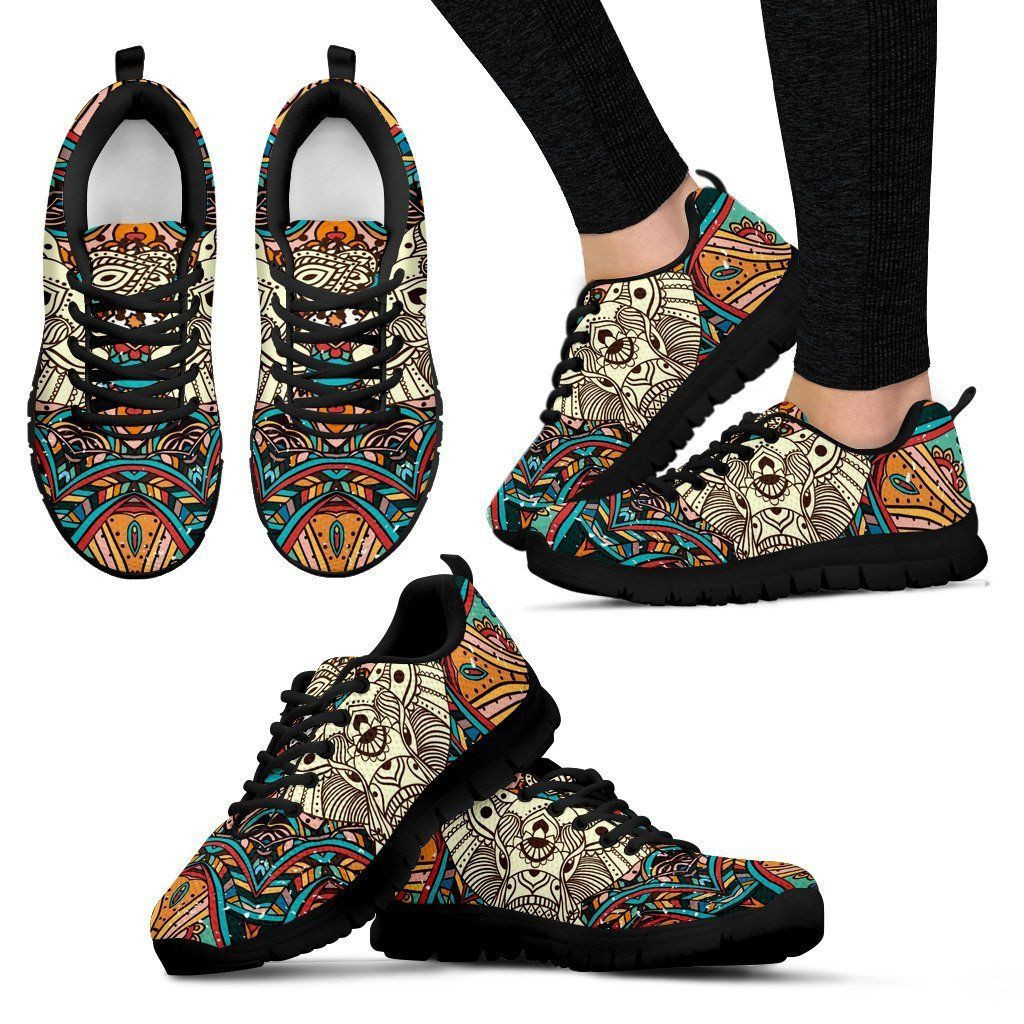 Elephants India Pattern Print Sneakers Shoes