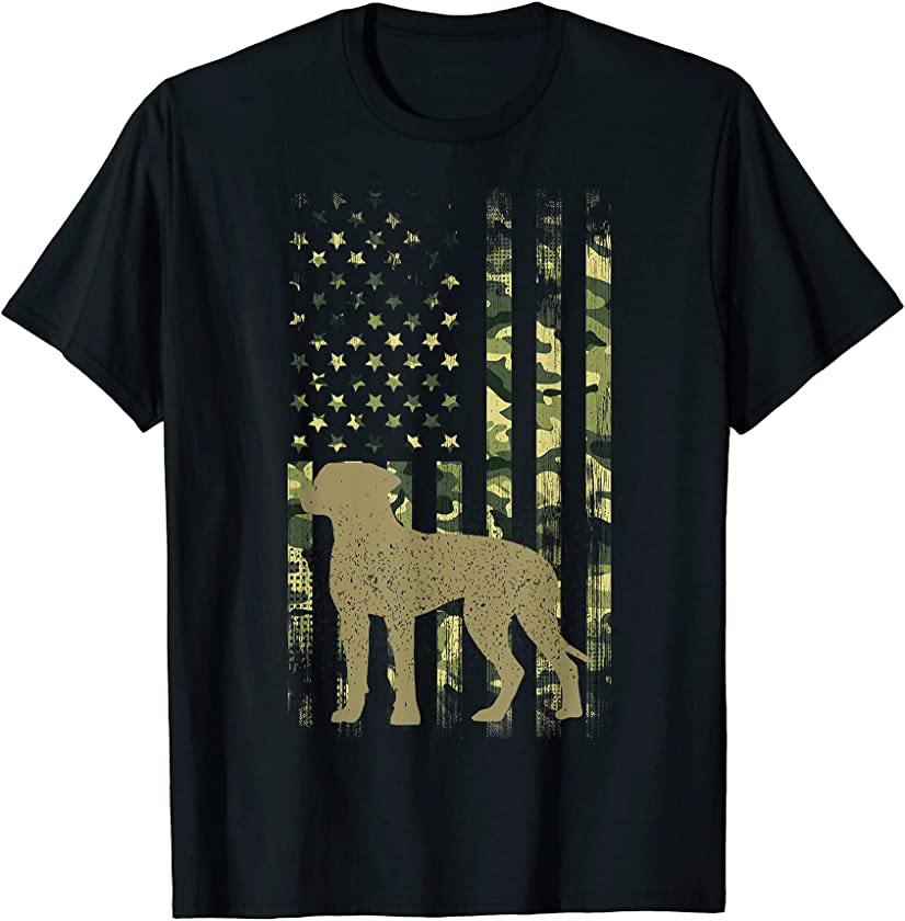 Vintage Hunting Dog Camouflage US Flag Rhodesian Ridgeback T-Shirt