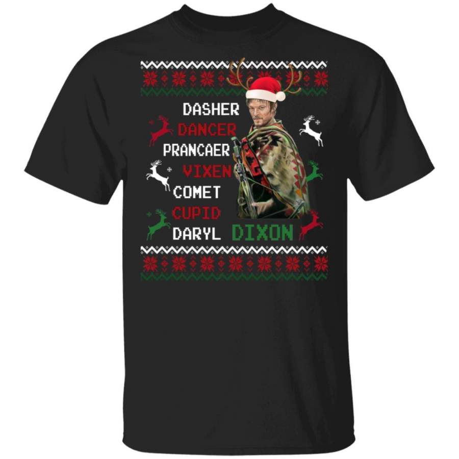 Daryl Dixon – Dasher – Dancer – Prancaer Christmas Sweater T-Shirt