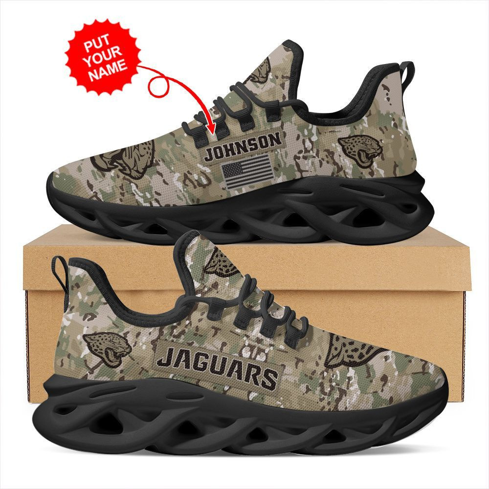 Jacksonville Jaguars Us Army Military Rank Design Camouflage Custom Name Personalized Max Soul Sneakers Running Sports Shoes For Men Womenfootball Fans