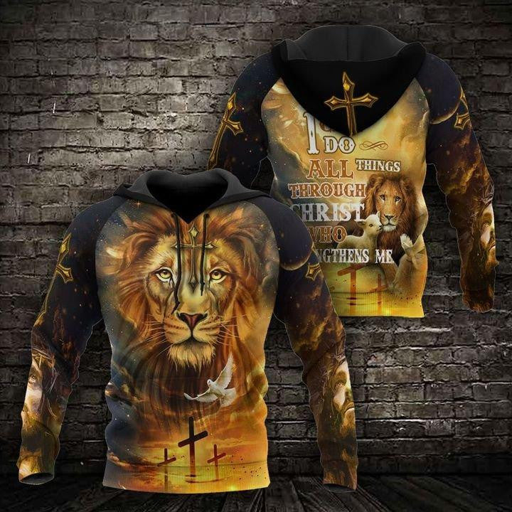 I Can Do All Things Through Christ Lion Lamb Dove Jesus – Christian All Over Shirts 0921
