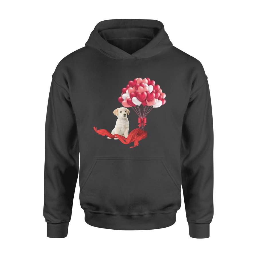 Dog Labrador Retriever Puppy Balloon Heart Cute Valentine Hoodie