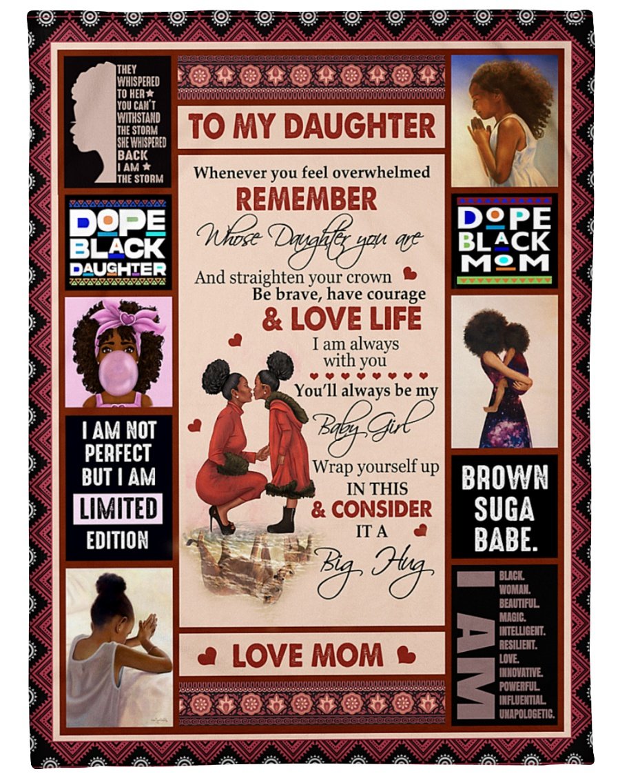 To My Daughter Dope Black Mom Blanket Birthday Gift Family Gift Gift For Daughter Gift From Mom To Daughter Home Decor Bedding Couch Sofa Soft And Comfy Cozy