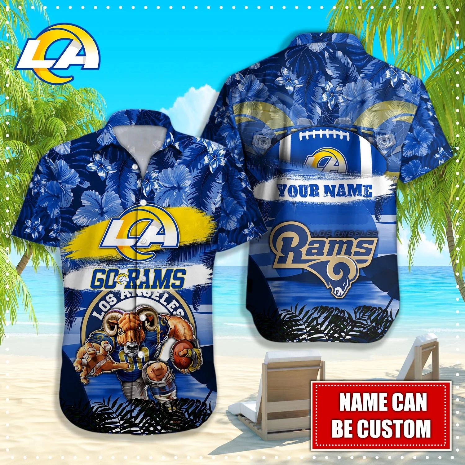 Personalized Los Angeles Rams Hawaiian Shirt Mascot