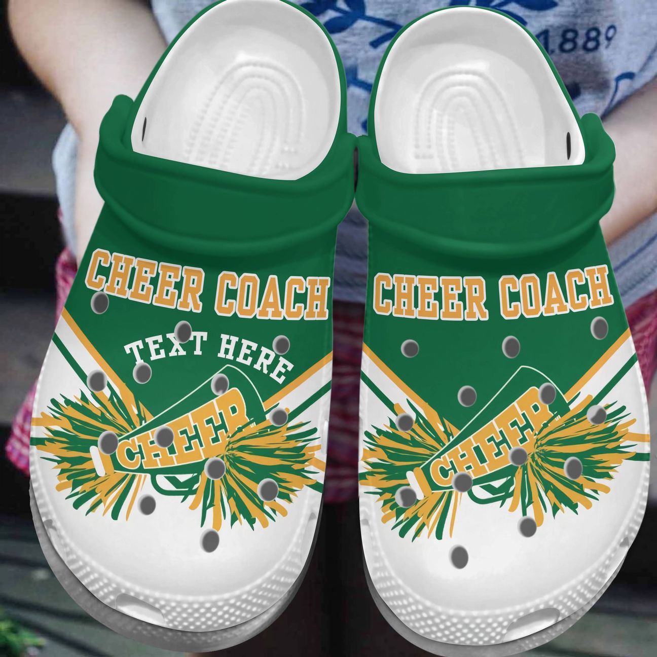 Cheerleader Personalized Clog, Custom Name, Text, Color, Number Fashion Style For Women, Men, Kid, Print 3D Cheer Coach