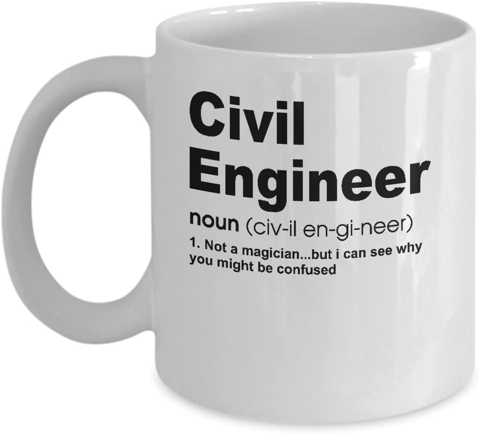 Civil Engineer Definition Mug – Gift For Civil Engineer – 11Oz Novelty Ceramic Coffee & Tea Cup – Architect Present For Christmas, Xmas, Anniversary, Birthday, Valentine’S Day For Him Or Her
