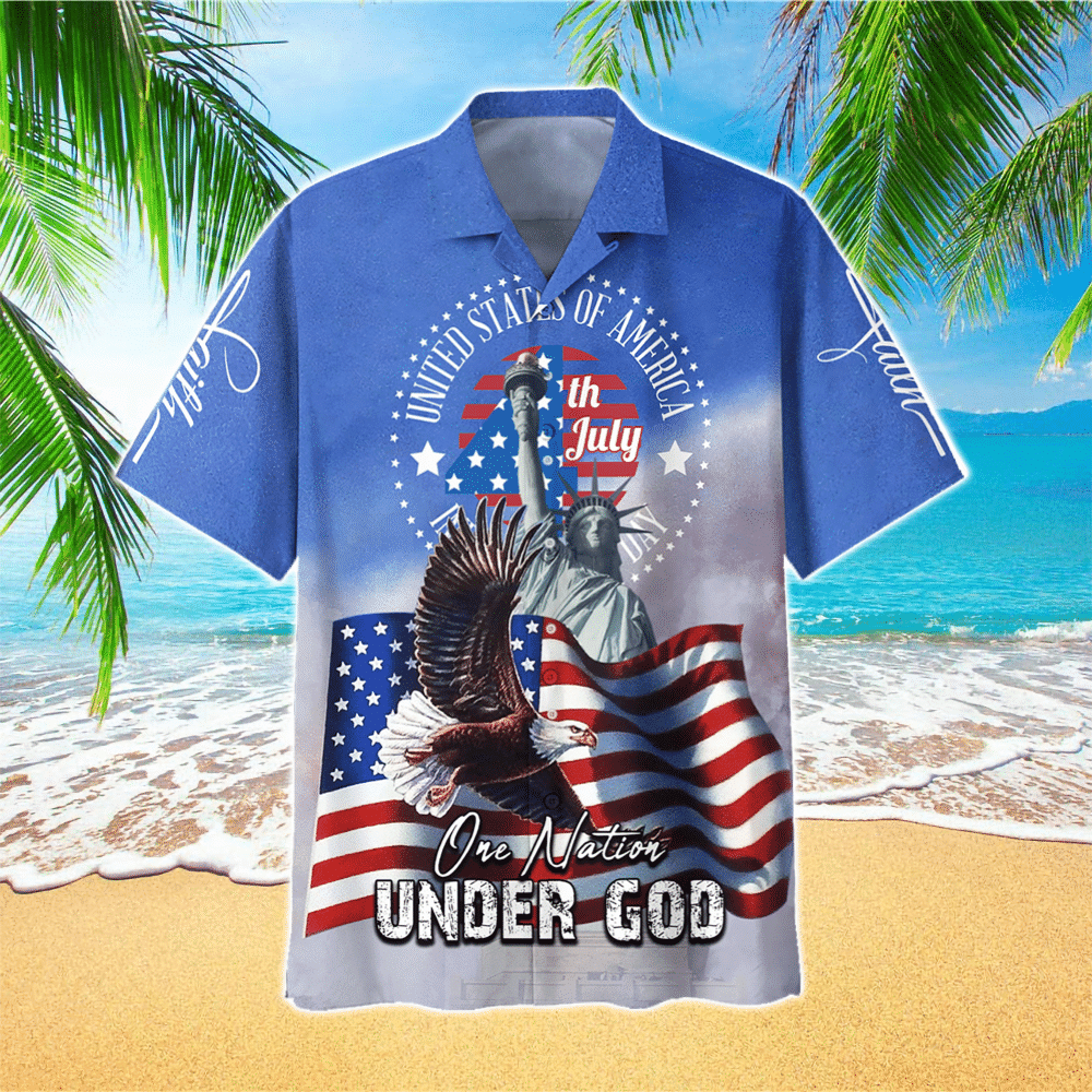 July Eagle American Flag Statue Of Liberty One Nation Under God Hawaii Shirt Ha64218