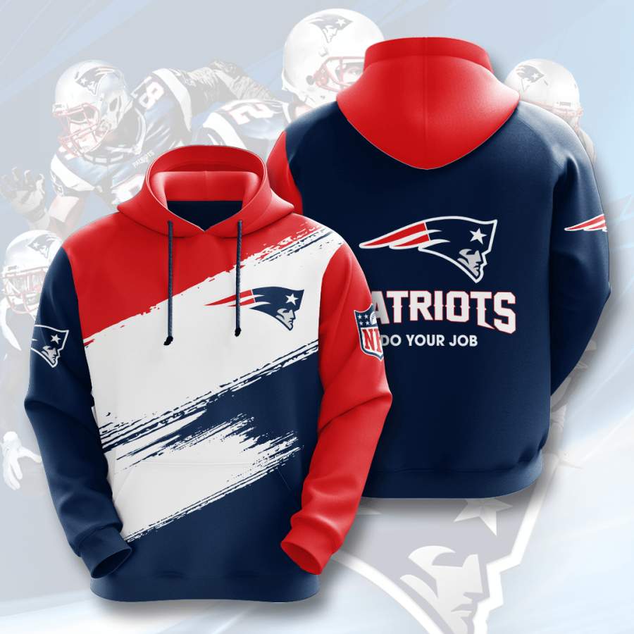 New England Patriots 3D Printed Hooded Pocket Pullover Hoodie