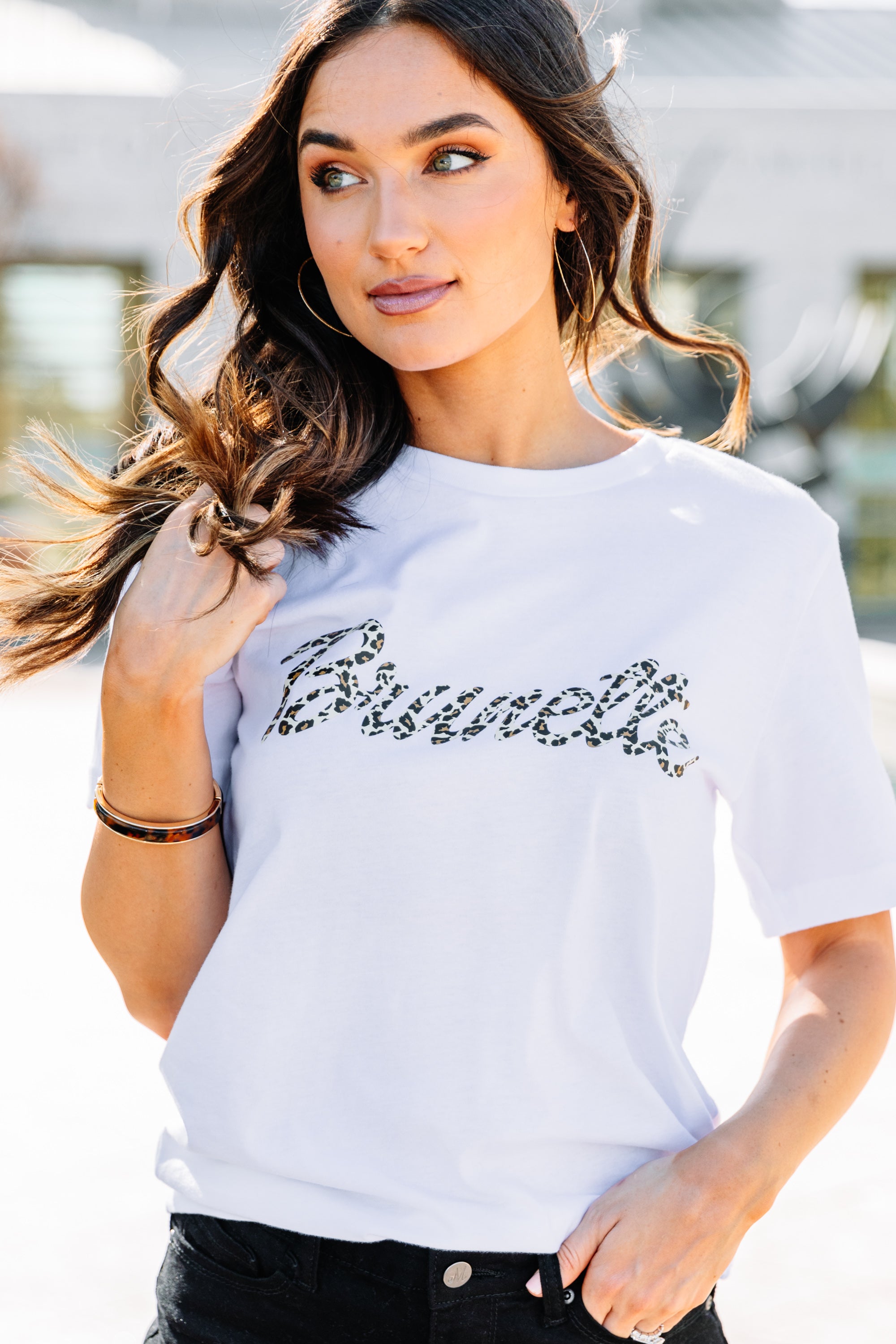 The Brunette White Leopard Graphic Tee