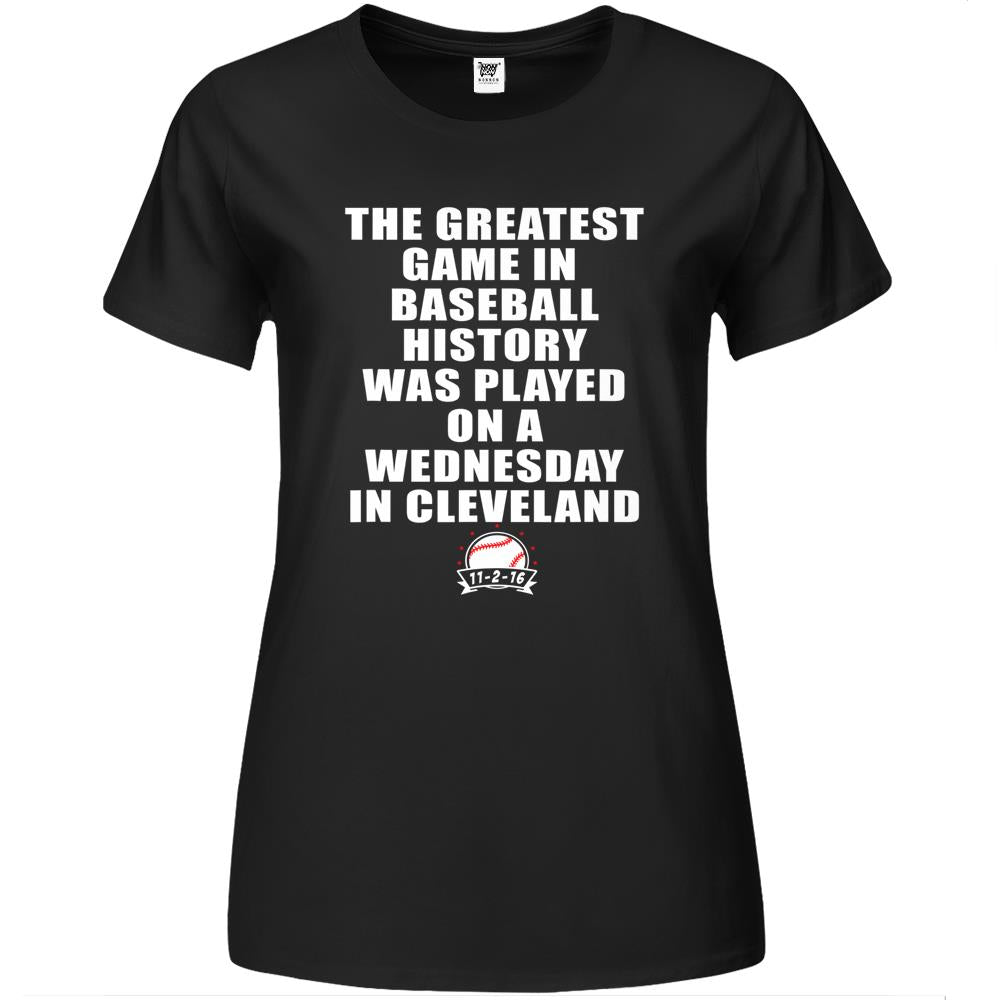 Greatest Game In Baseball Was On A Wednesday In Cleveland Premium Womens Tshirts