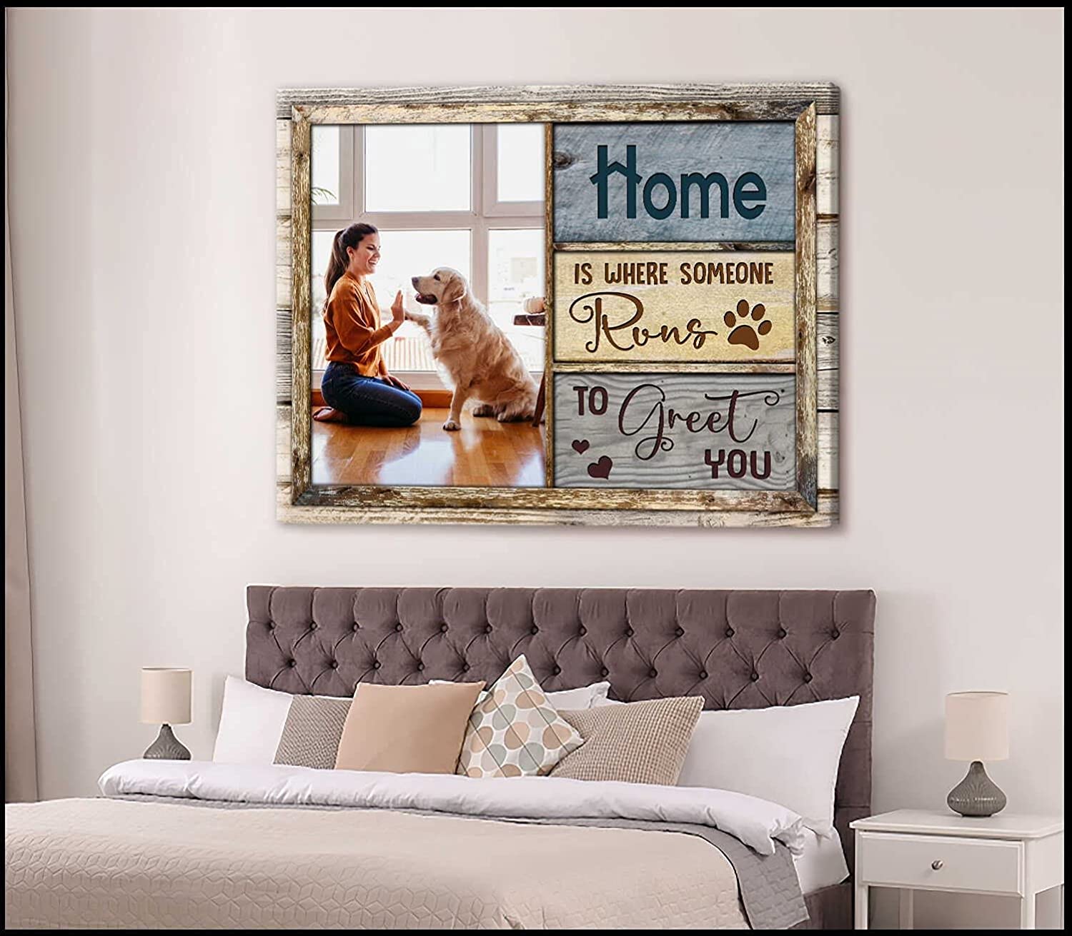 “Home Is Where Someone Runs” Custom Canvas Prints Personalized Pet Photo Gifts Personalized Puppy Artwok Photo Prints For Memorial