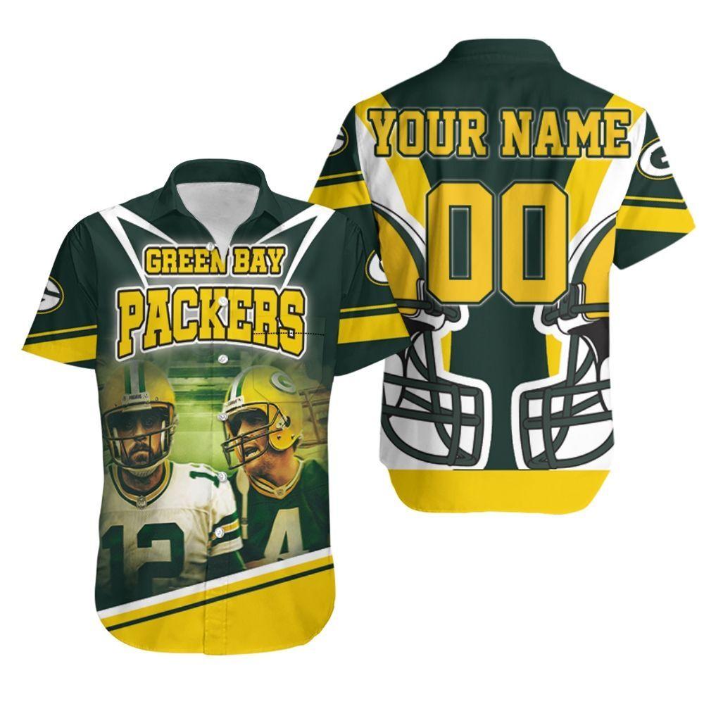 Beach Shirt Green Bay Packers Aaron Rodgers 12 And Brett Favre 4 For Fans Personalized Hawaiian Shirt