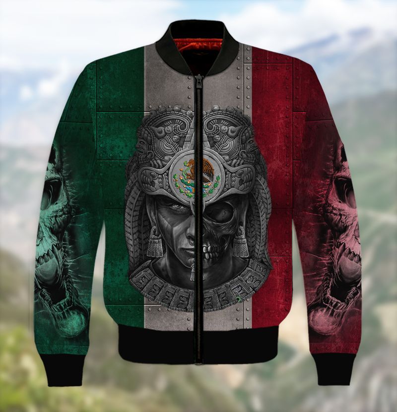 Aztec Warrior Face Mexican Flag Full Print 3D Bomber