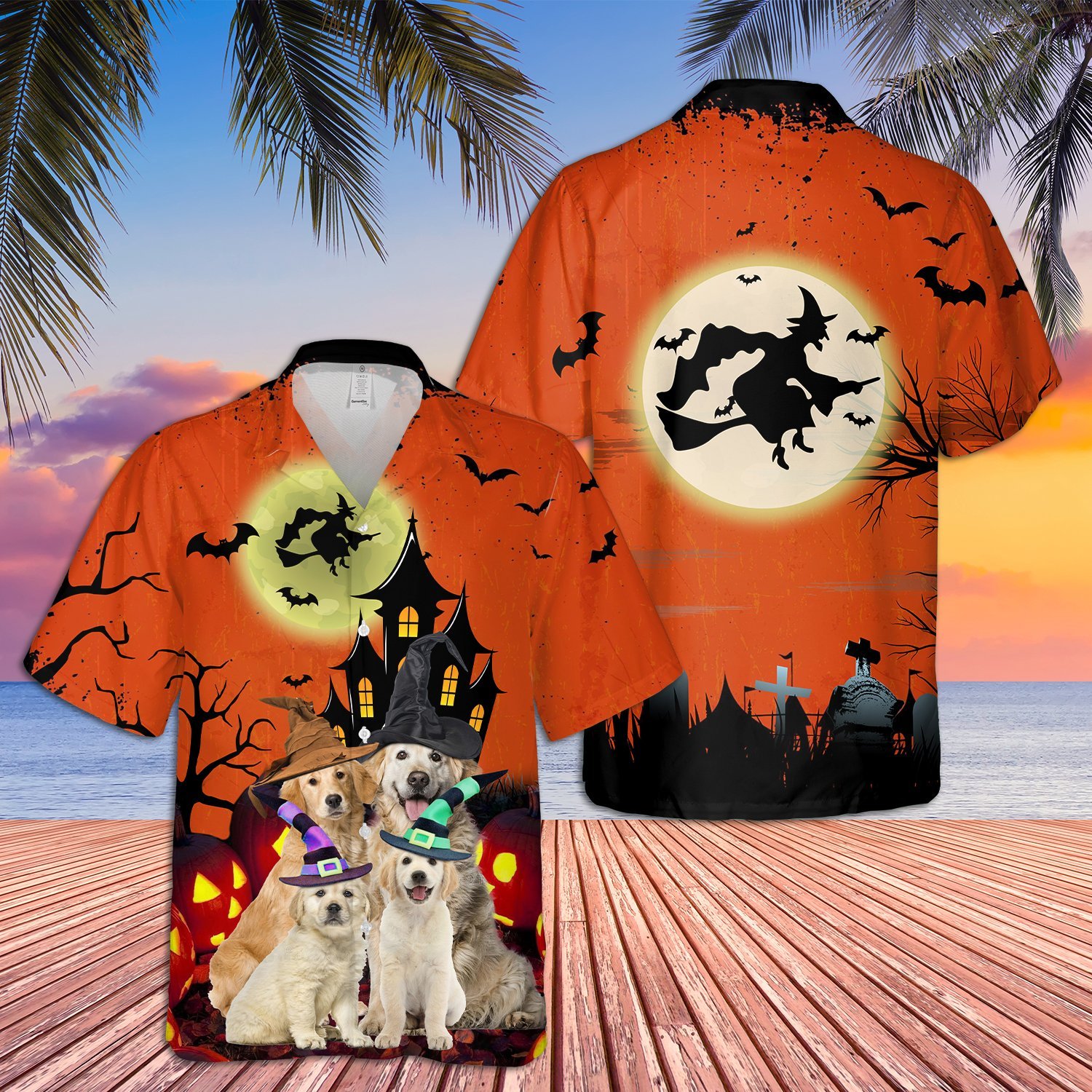 Golden Retriever Halloween Hawaii Shirt For Men Women Adult Ha79822