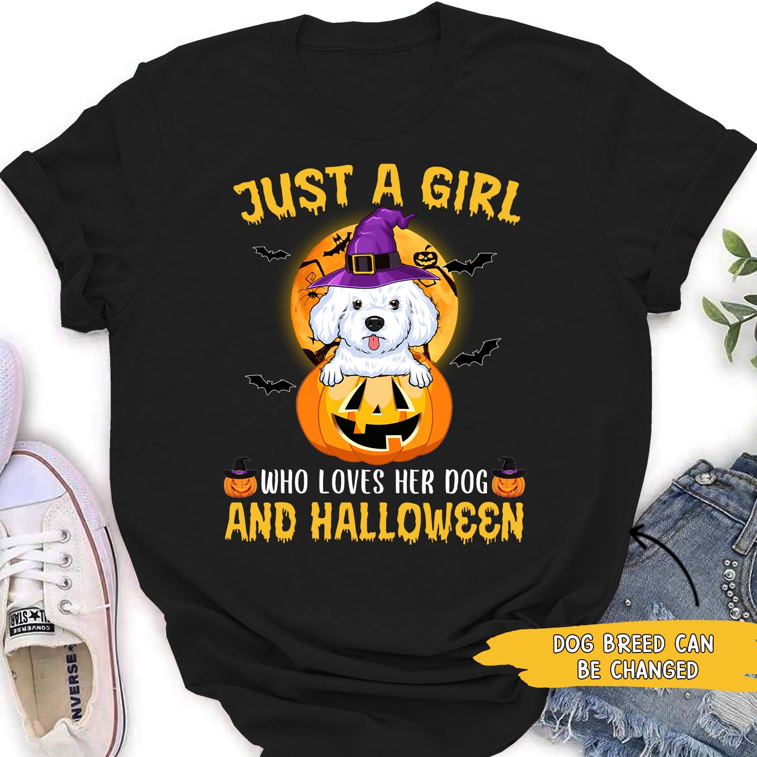 A Girl Loves Dog And Halloween – Personalized Custom Women’S T-Shirt