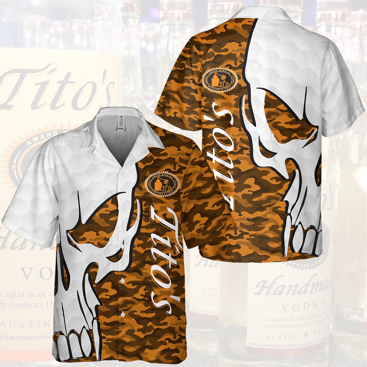 Handmade Vodka Skull Pattern Hawaii Shirt Ha109417