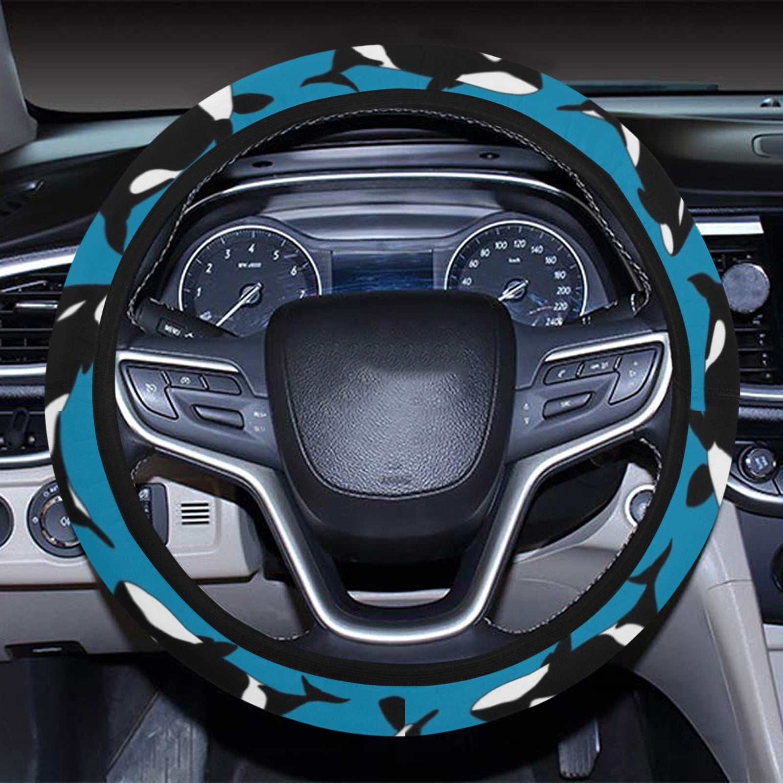 Whale Print Design Lks304 Steering Wheel Cover With Elastic Edge