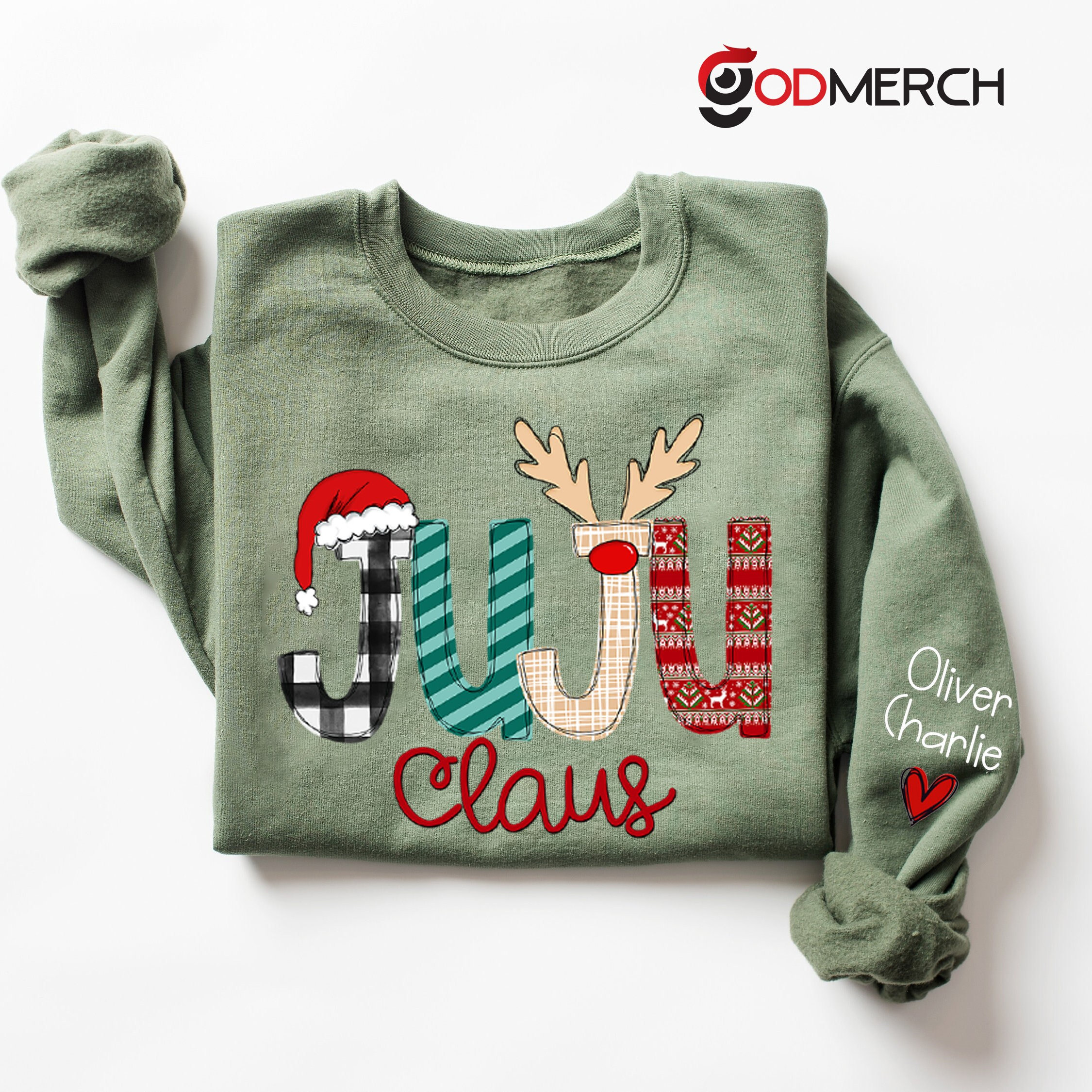 Christmas Juju Claus Sweatshirt, Juju Claus Kids on Sleeve, Personalized Juju Sweatshirt, Christmas Gift for Juju, Juju Gifts, Juju To Be