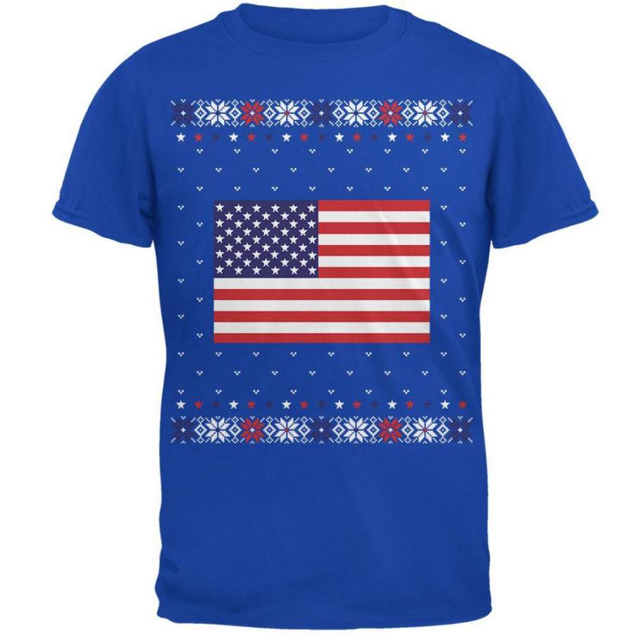 USA American Flag Ugly Christmas Sweater Mens T Shirt