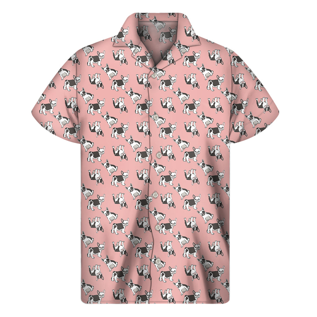 Cute French Bulldog Puppy Pattern Print Men’S Short Sleeve Shirt