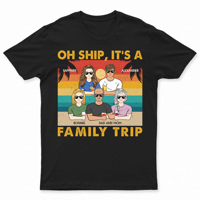 Oh Ship It’S A Family Trip Retro Beach – Gift For Parents – Personalized Custom T Shirt