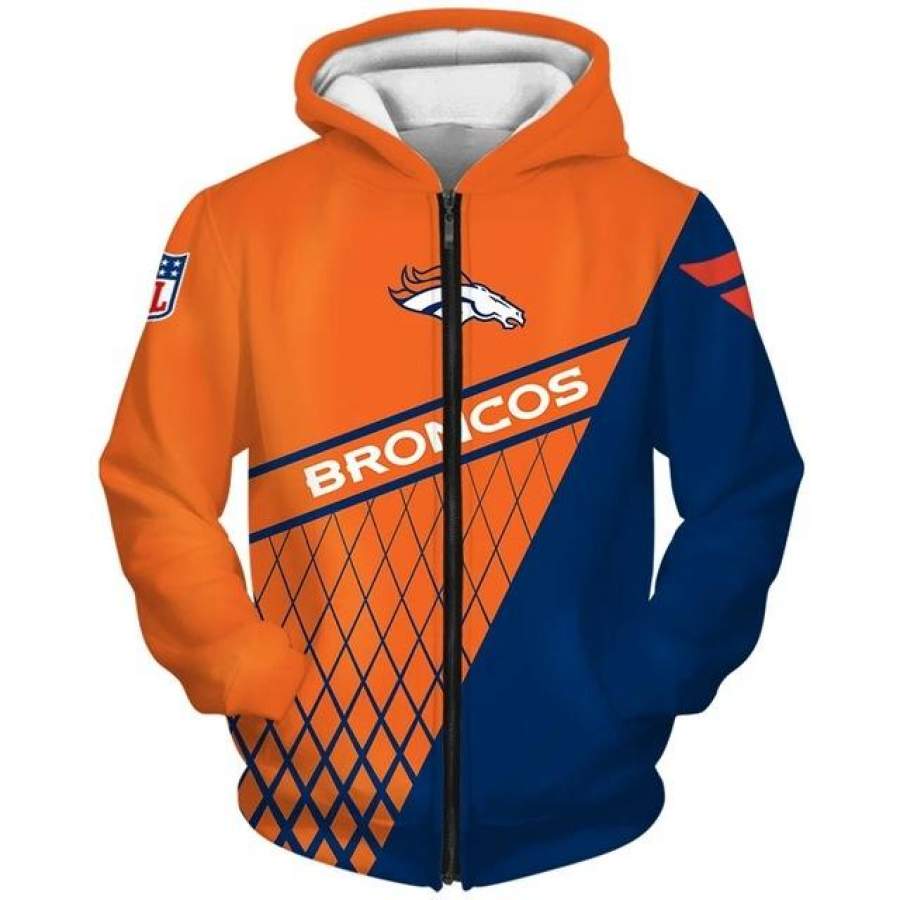 Denver Broncos 3D Zipper Hoodie