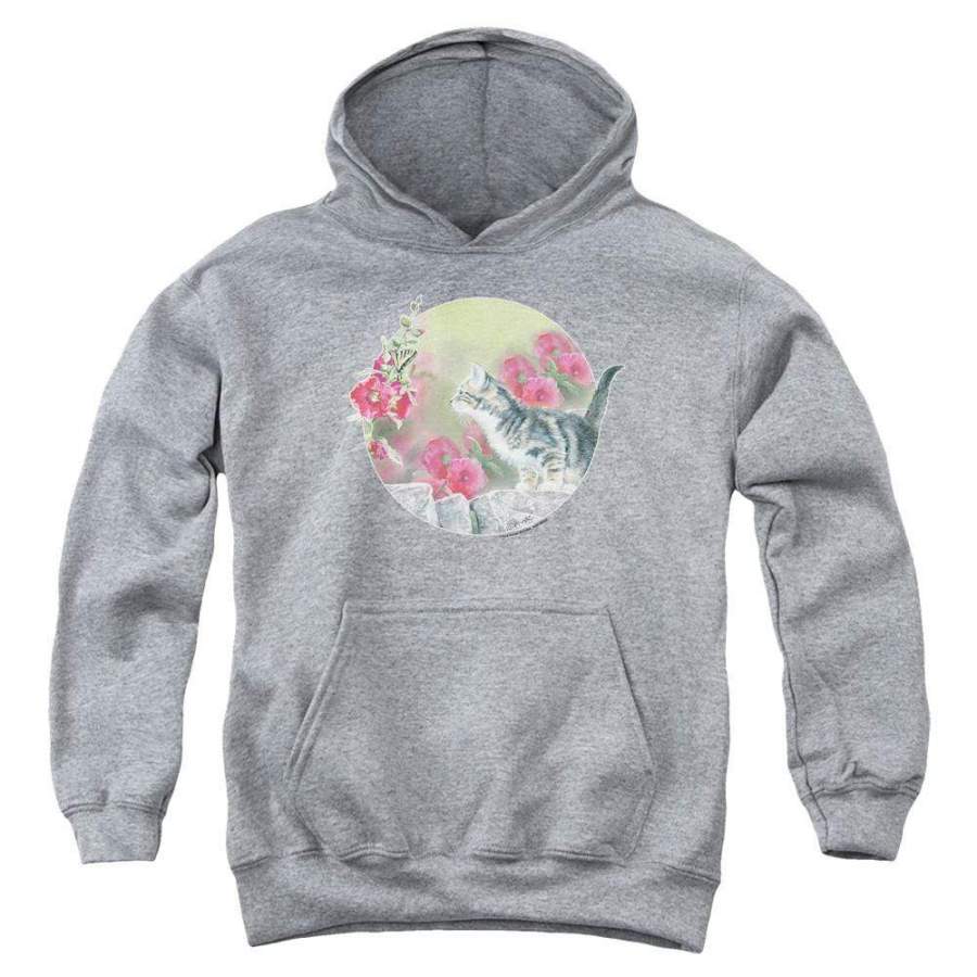 Wild Wings Kitten Flowers Youth Hoodie (Ages 8-12)