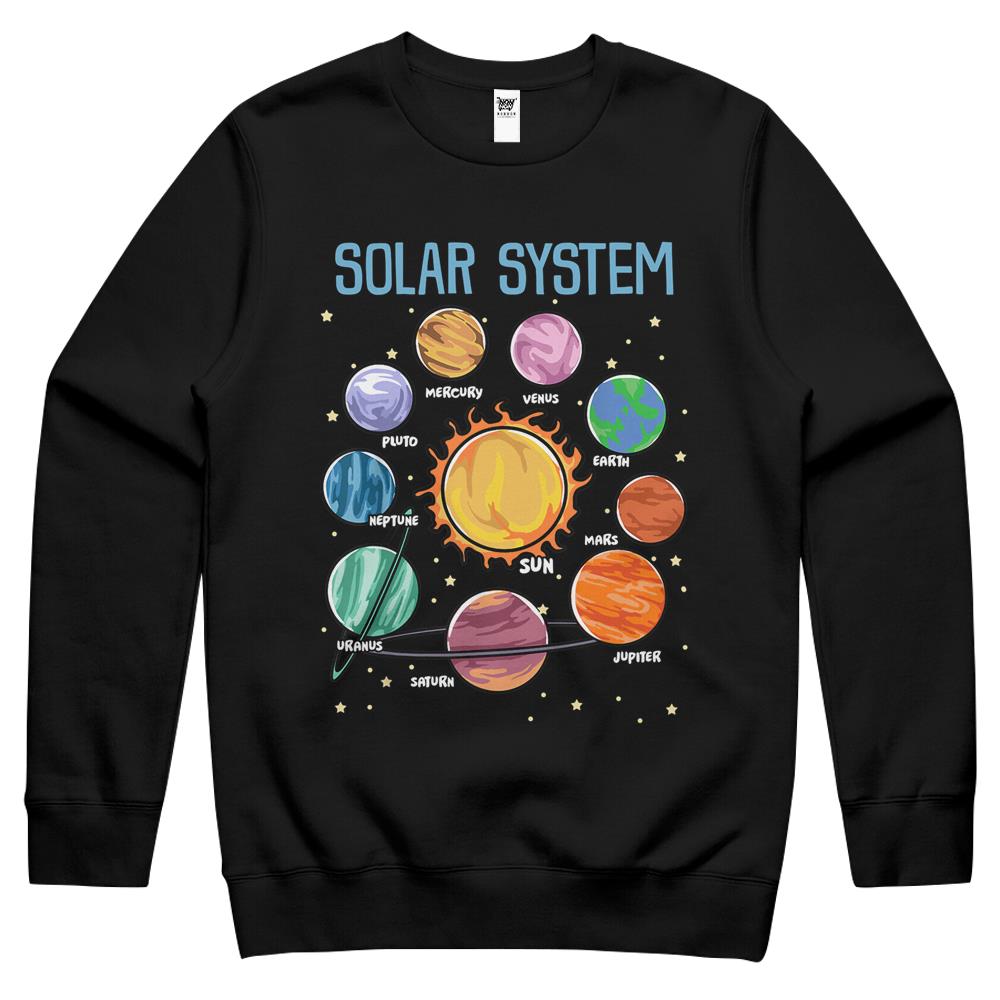 Solar System Planets Science Space Boys Girls Stem Crewneck Sweatshirt