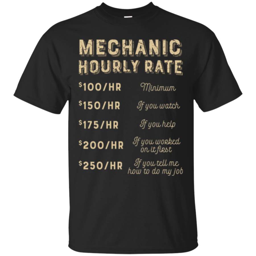 AGR Funny Hourly Rates Tshirt – For Car Enthusiasts & Mechanics