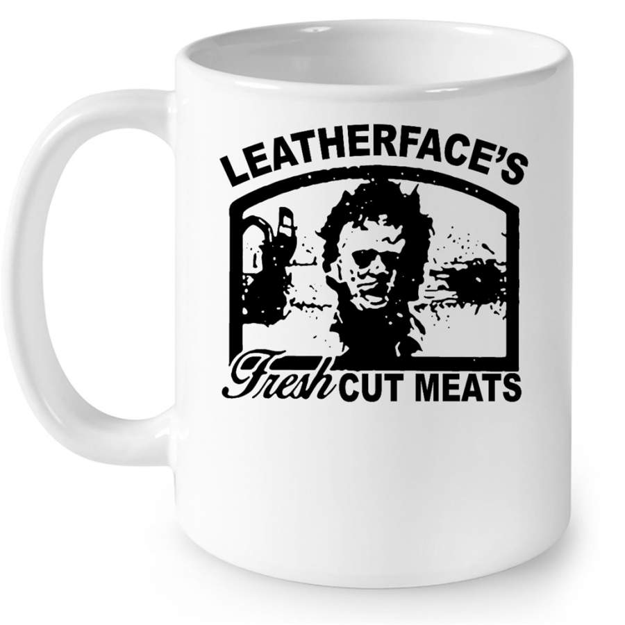 Leatherface’s Fresh Cut Meats W – Full-Wrap Coffee White Mug