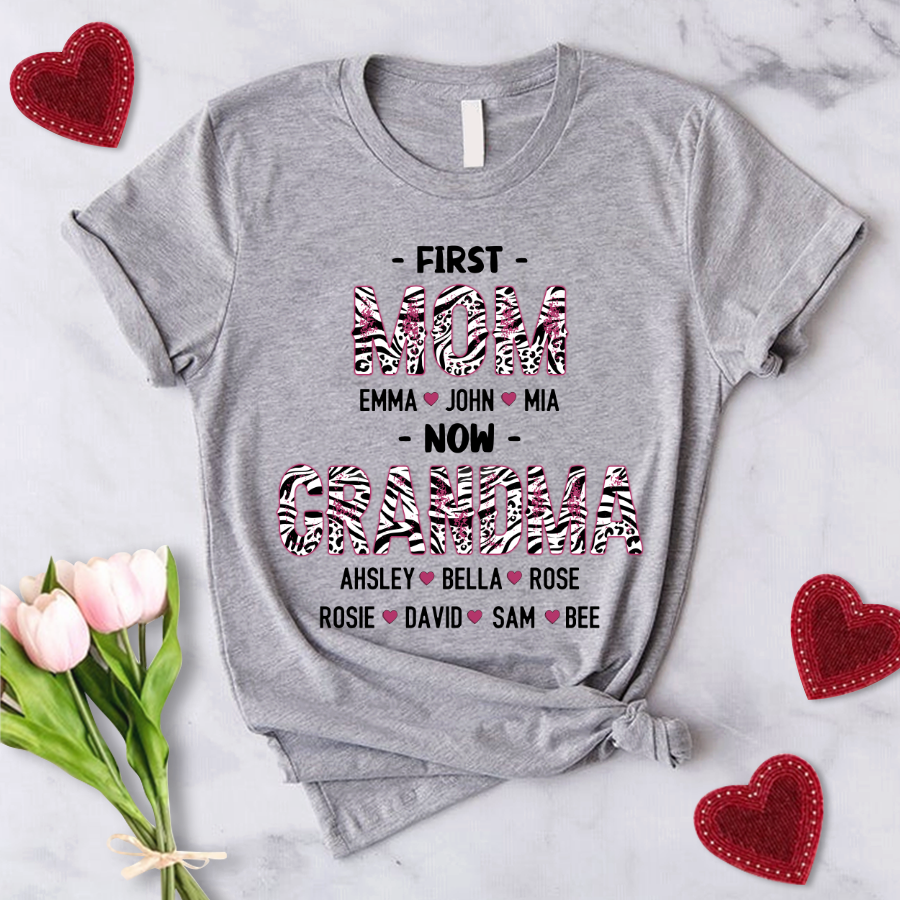 Presonnalized First Mom Now Grandma Valentine T-Shirt