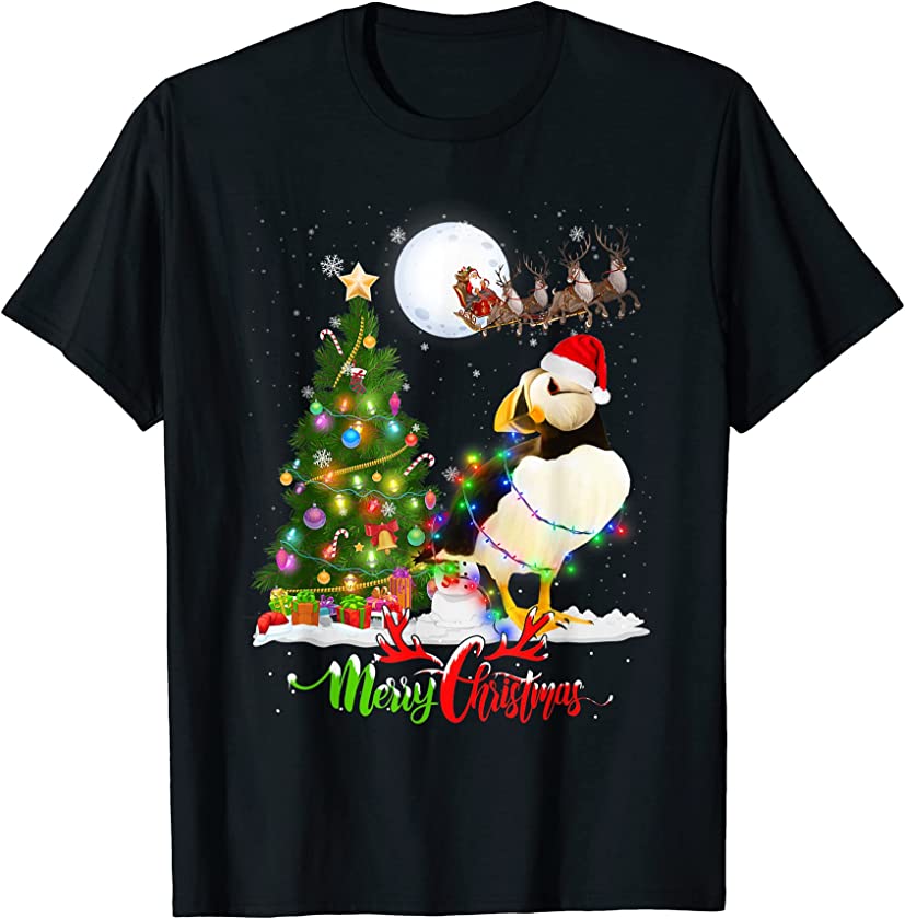 Puffin Bird Animal Merry Christmas Animal Lover T-Shirt