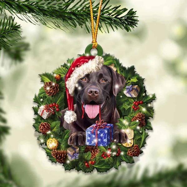 Chocolate Labrador Retriever And Christmas Gift For Her Gift For Him Gift For Chocolate Labrador Retriever Lover Ornament