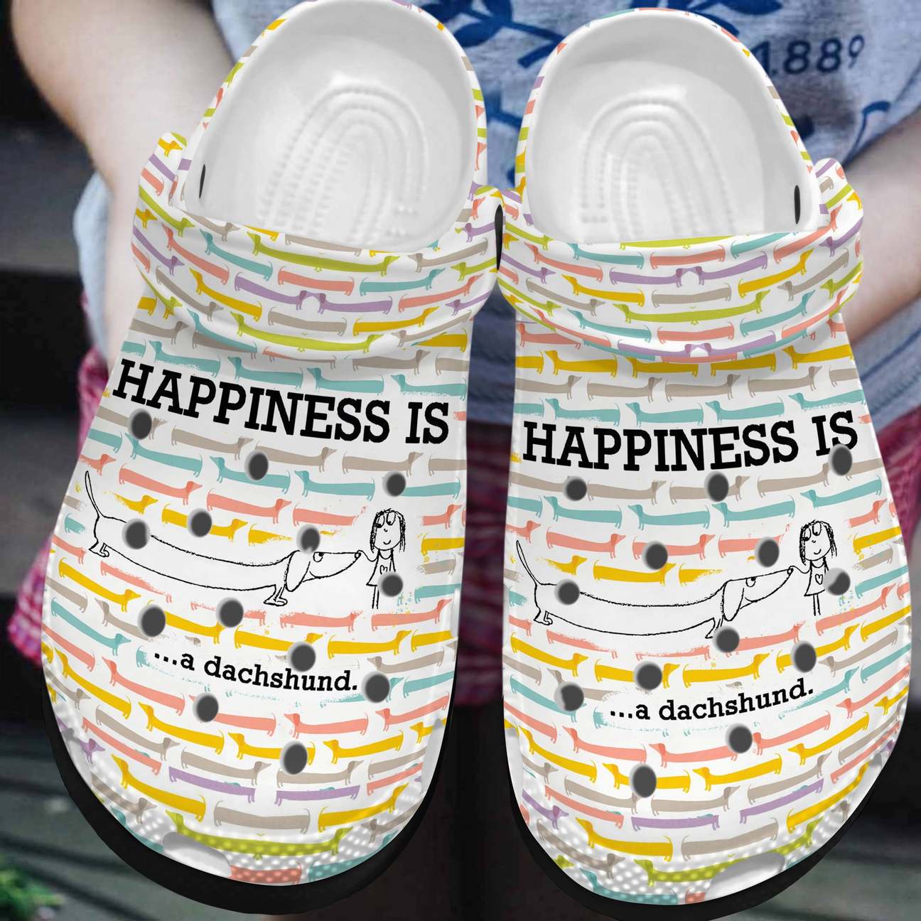 Dachshund Personalized Clog, Custom Name, Text, Color, Number Fashion Style For Women, Men, Kid, Print 3D Happiness