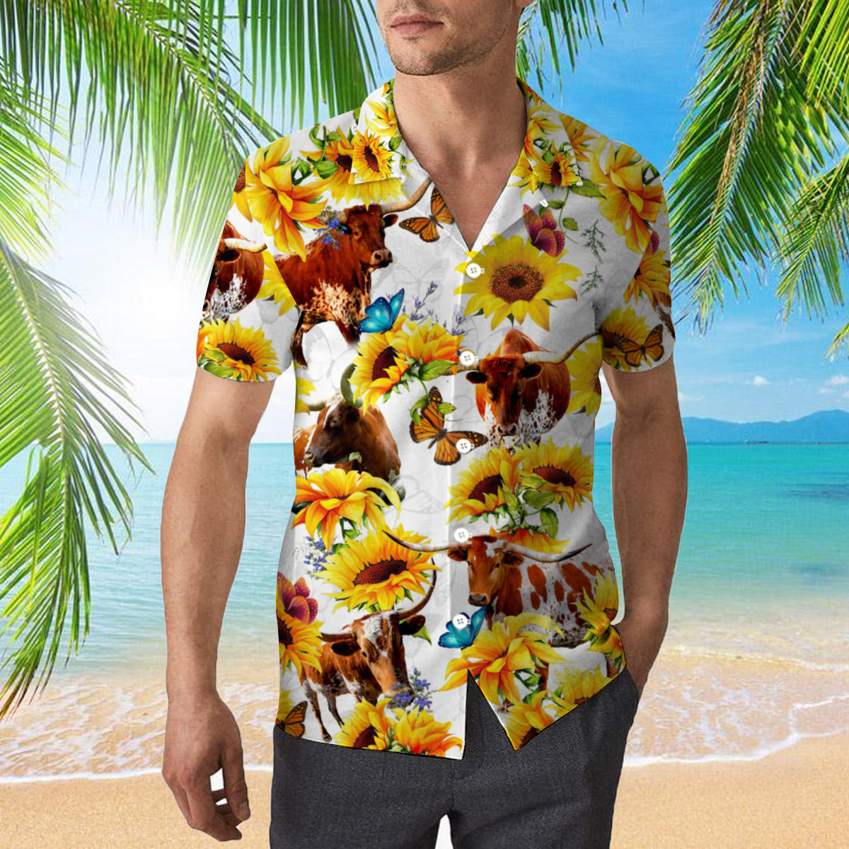 Texas Longhorn Sun Flower Hawaiian Shirt | For Men & Women | Hw387