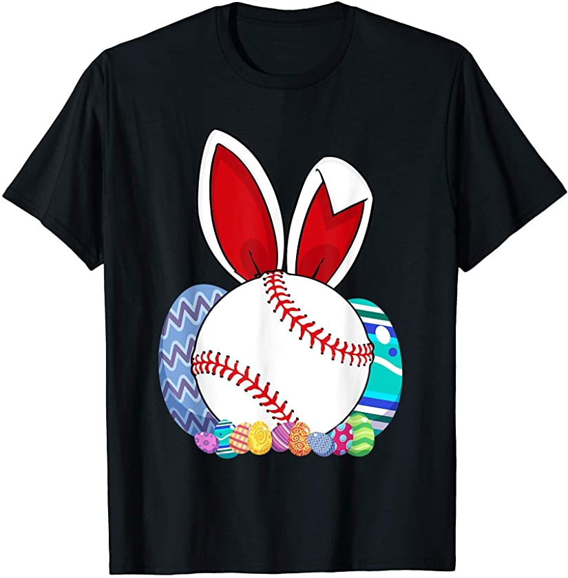 Cute Baseball Easter Egg Bunny Tshirt For Kids Boys Toddler T-Shirt